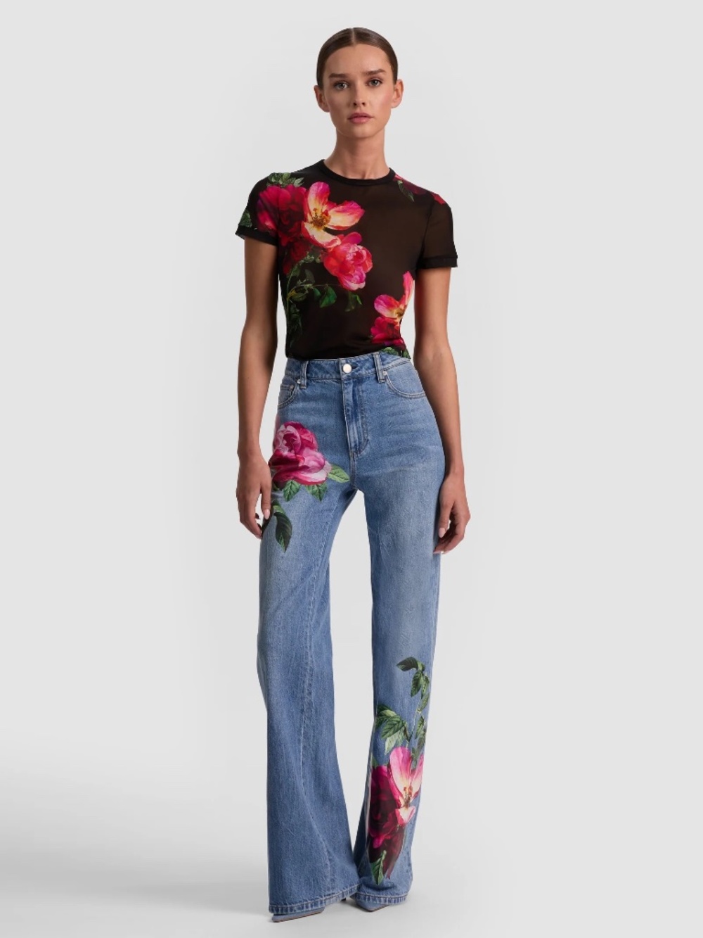 Alice + Olivia Chic Printed Jean Denver Bright size 28 - Picture 2 of 9
